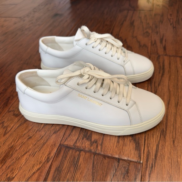 YSL. Saint Laurent Andy White Leather Sneakers - Picture 3 of 15